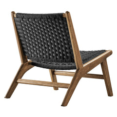 Saoirse Walnut/Black Woven Rope Wood Accent Lounge Chair - Ornate Home