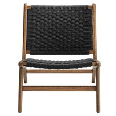 Saoirse Walnut/Black Woven Rope Wood Accent Lounge Chair - Ornate Home