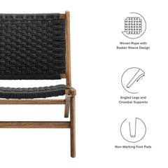 Saoirse Walnut/Black Woven Rope Wood Accent Lounge Chair - Ornate Home