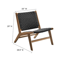 Saoirse Walnut/Black Woven Rope Wood Accent Lounge Chair - Ornate Home