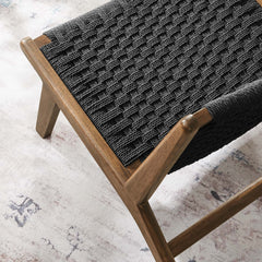 Saoirse Walnut/Black Woven Rope Wood Accent Lounge Chair - Ornate Home