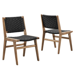 Saoirse Walnut/Black Woven Rope Wood Dining Side Chair (Set of 2) - Ornate Home