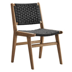 Saoirse Walnut/Black Woven Rope Wood Dining Side Chair (Set of 2) - Ornate Home