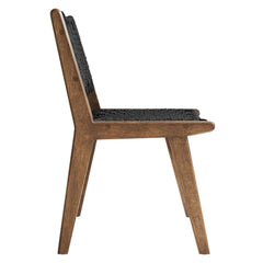 Saoirse Walnut/Black Woven Rope Wood Dining Side Chair (Set of 2) - Ornate Home