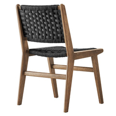 Saoirse Walnut/Black Woven Rope Wood Dining Side Chair (Set of 2) - Ornate Home