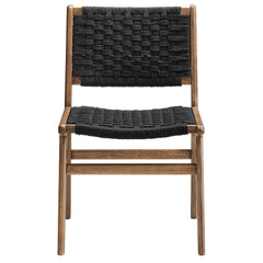 Saoirse Walnut/Black Woven Rope Wood Dining Side Chair (Set of 2) - Ornate Home