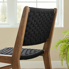 Saoirse Walnut/Black Woven Rope Wood Dining Side Chair (Set of 2) - Ornate Home