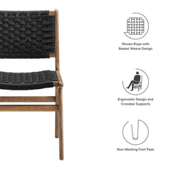 Saoirse Walnut/Black Woven Rope Wood Dining Side Chair (Set of 2) - Ornate Home