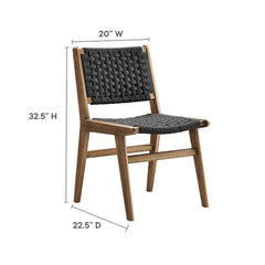 Saoirse Walnut/Black Woven Rope Wood Dining Side Chair (Set of 2) - Ornate Home