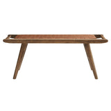 Saoirse Walnut/Brown 47" Faux Leather Wood Bench - Ornate Home