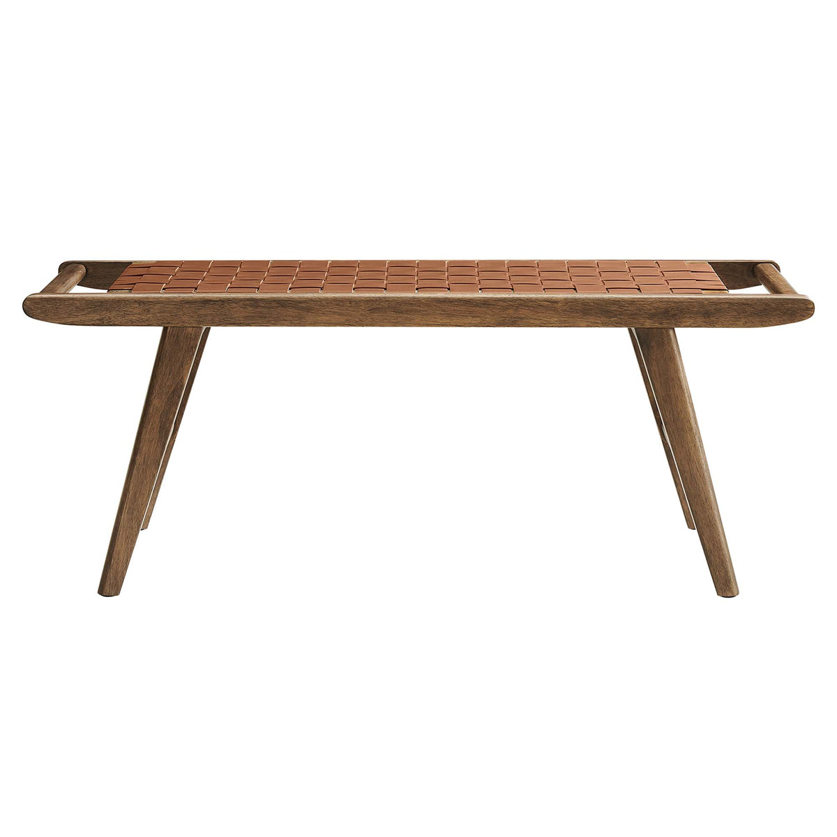 Saoirse Walnut/Brown 47" Faux Leather Wood Bench - Ornate Home