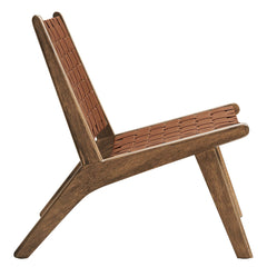 Saoirse Walnut/Brown Leather Wood Accent Lounge Chair - Ornate Home