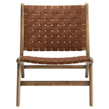 Saoirse Walnut/Brown Leather Wood Accent Lounge Chair - Ornate Home