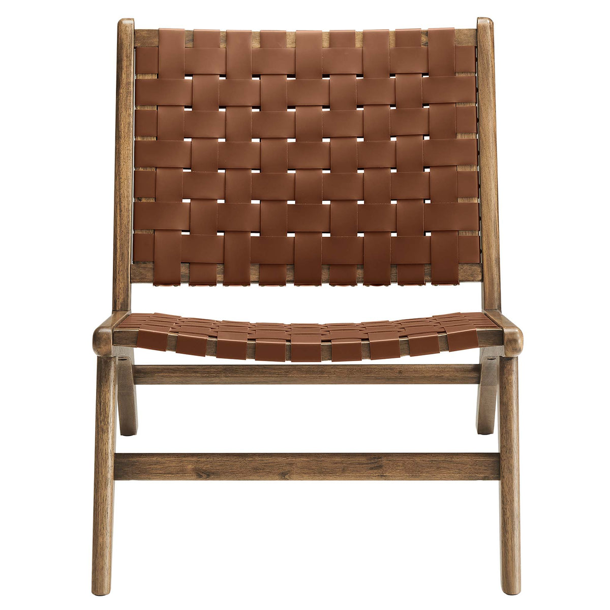Saoirse Walnut/Brown Leather Wood Accent Lounge Chair - Ornate Home