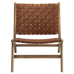 Saoirse Walnut/Brown Leather Wood Accent Lounge Chair - Ornate Home