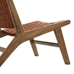 Saoirse Walnut/Brown Leather Wood Accent Lounge Chair - Ornate Home