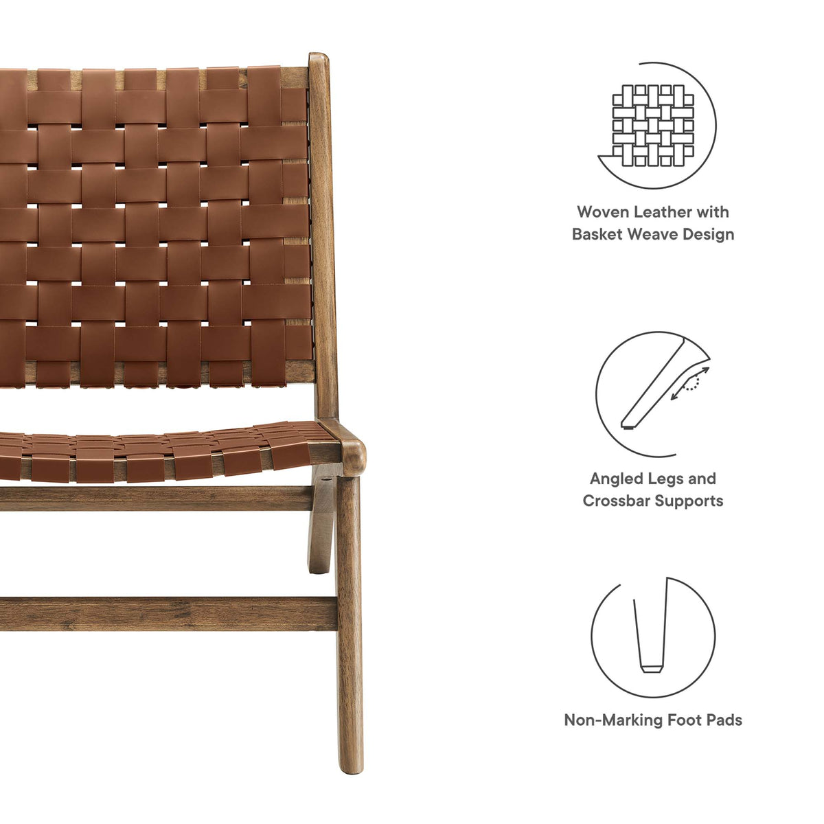 Saoirse Walnut/Brown Leather Wood Accent Lounge Chair - Ornate Home