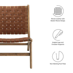 Saoirse Walnut/Brown Leather Wood Accent Lounge Chair - Ornate Home