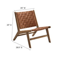 Saoirse Walnut/Brown Leather Wood Accent Lounge Chair - Ornate Home