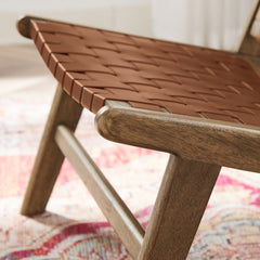 Saoirse Walnut/Brown Leather Wood Accent Lounge Chair - Ornate Home