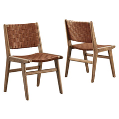 Saoirse Walnut/Brown Leather Wood Dining Side Chair (Set of 2) - Ornate Home