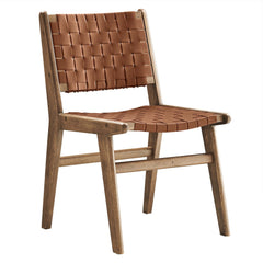 Saoirse Walnut/Brown Leather Wood Dining Side Chair (Set of 2) - Ornate Home