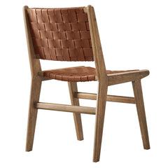 Saoirse Walnut/Brown Leather Wood Dining Side Chair (Set of 2) - Ornate Home