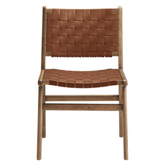 Saoirse Walnut/Brown Leather Wood Dining Side Chair (Set of 2) - Ornate Home