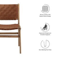 Saoirse Walnut/Brown Leather Wood Dining Side Chair (Set of 2) - Ornate Home