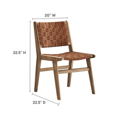 Saoirse Walnut/Brown Leather Wood Dining Side Chair (Set of 2) - Ornate Home