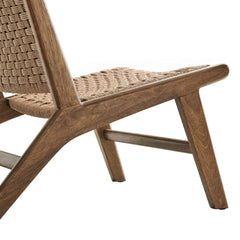 Saoirse Walnut/Natural Woven Rope Wood Accent Lounge Chair - Ornate Home