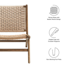 Saoirse Walnut/Natural Woven Rope Wood Accent Lounge Chair - Ornate Home