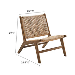 Saoirse Walnut/Natural Woven Rope Wood Accent Lounge Chair - Ornate Home