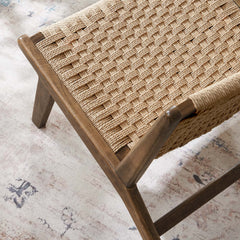 Saoirse Walnut/Natural Woven Rope Wood Accent Lounge Chair - Ornate Home