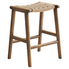 Saoirse Walnut/Natural Woven Rope Wood Counter Stool (Set of 2) - Ornate Home