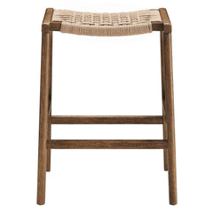 Saoirse Walnut/Natural Woven Rope Wood Counter Stool (Set of 2) - Ornate Home
