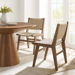 Saoirse Walnut/Natural Woven Rope Wood Dining Side Chair (Set of 2) - Ornate Home