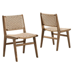 Saoirse Walnut/Natural Woven Rope Wood Dining Side Chair (Set of 2) - Ornate Home