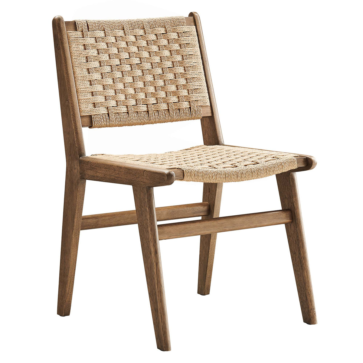 Saoirse Walnut/Natural Woven Rope Wood Dining Side Chair (Set of 2) - Ornate Home