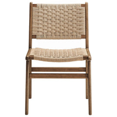 Saoirse Walnut/Natural Woven Rope Wood Dining Side Chair (Set of 2) - Ornate Home