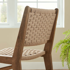 Saoirse Walnut/Natural Woven Rope Wood Dining Side Chair (Set of 2) - Ornate Home
