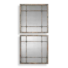 Saragano Brown/Gray/Woodtone Square Mirrors (Set of 2) - Ornate Home