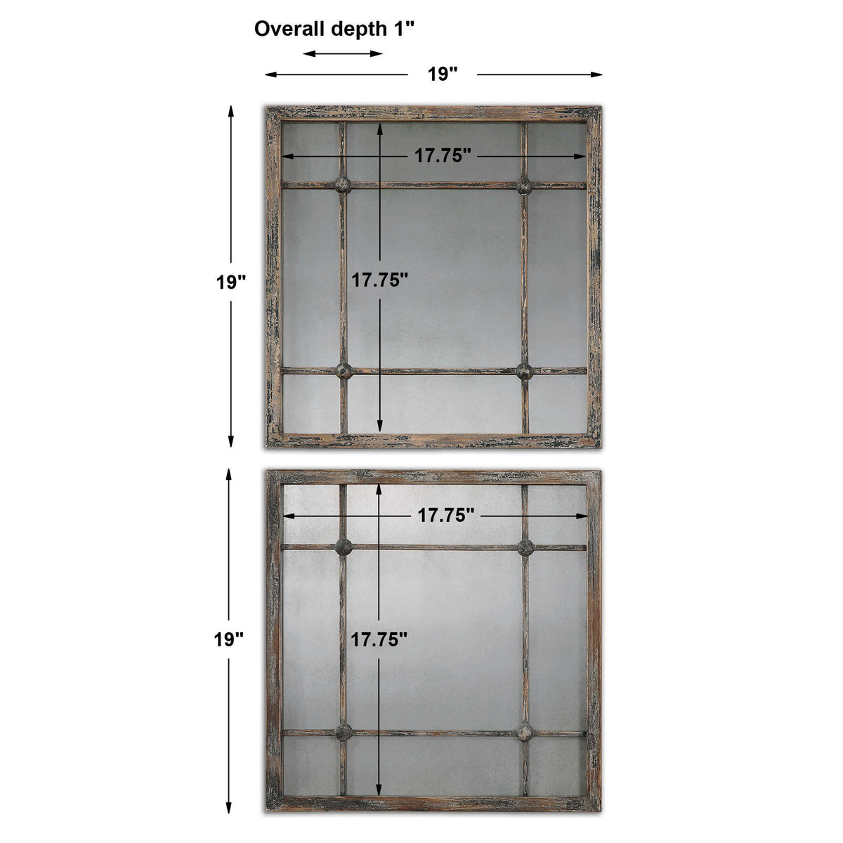 Saragano Brown/Gray/Woodtone Square Mirrors (Set of 2) - Ornate Home