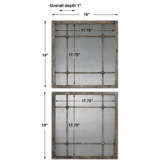 Saragano Brown/Gray/Woodtone Square Mirrors (Set of 2) - Ornate Home