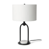 Sarah Black/White Arched Metal Cube and Shade Table Lamp with Marble - Ornate Home