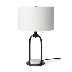 Sarah Black/White Arched Metal Cube and Shade Table Lamp with Marble - Ornate Home