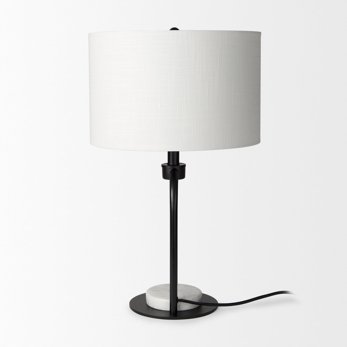 Sarah Black/White Arched Metal Cube and Shade Table Lamp with Marble - Ornate Home