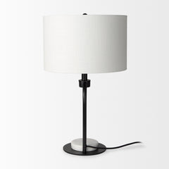 Sarah Black/White Arched Metal Cube and Shade Table Lamp with Marble - Ornate Home
