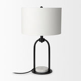 Sarah Black/White Arched Metal Cube and Shade Table Lamp with Marble - Ornate Home
