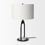 Sarah Black/White Arched Metal Cube and Shade Table Lamp with Marble - Ornate Home
